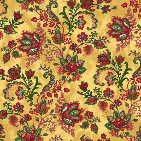 Jacobean Joyeux - Gold Vine By Color Principle Studio - Henry Glass & Co Shipping Overages Will Be Refunded
