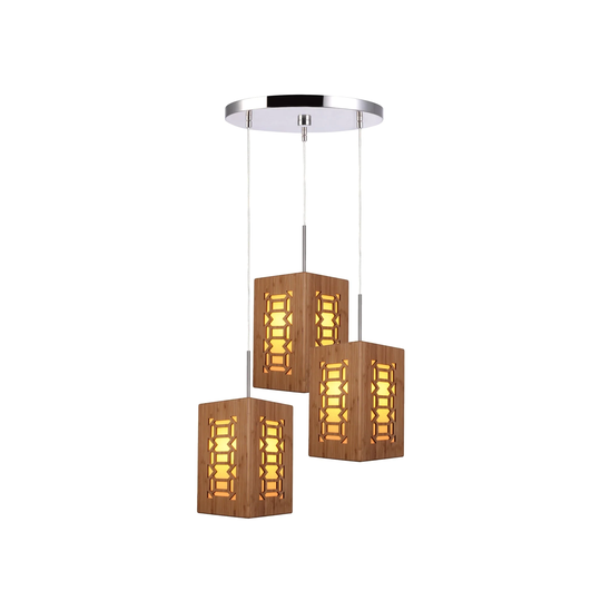 Woodbridge Lighting 14024STNWL-W3A Light House 3-light Triune Bamboo Mini-pendant cluster