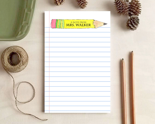 Teacher Gift - Paper & Pencil Notepad Personalized Stationery