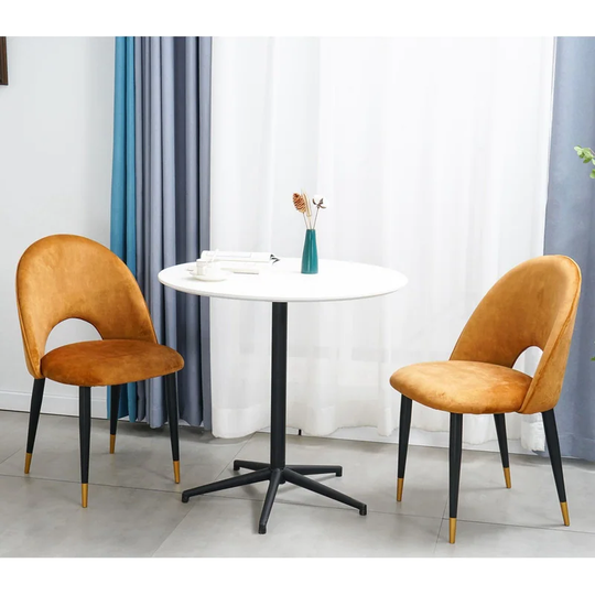 2 Pcs Dining Room Furniture Comfortable Decoration Fabric Seat Dining Chair With Black Golden Legs