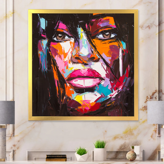 Designart 'Colorful Fantasy Portrait Of A Young Woman II' Glam Framed Wall Art