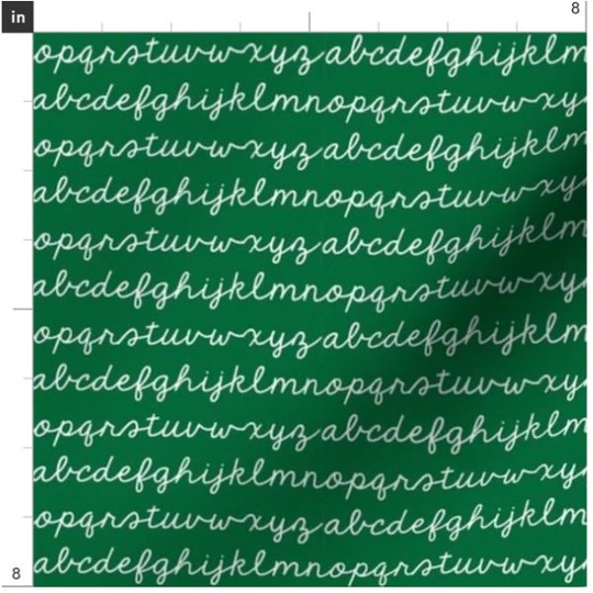 Mini Cursive Alphabet Fabric By The Yard | Back To School Chalkboard Abc Custom Print Order