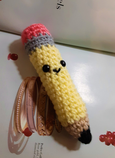 Cute Smiling Amigurumi Crochet Pretend Play Pencil