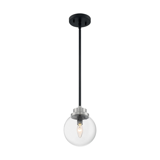 Nova Lighting One Light Pendant Axis Matte Black / Brushed Nickel Acce - Exact Size