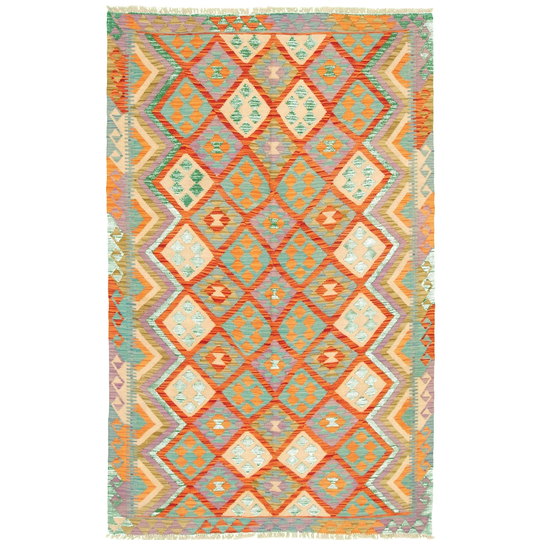 ECARPETGALLERY Flat-weave Bold and Colorful Multi Color Wool Kilim - 5'5 x 8'4