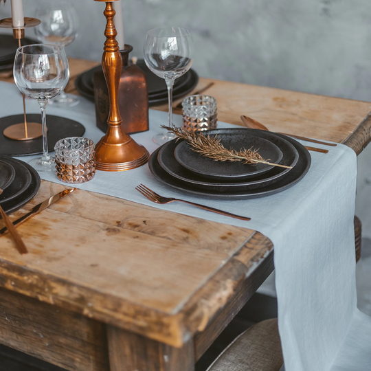 Blue Softened Linen Table Runner, Wedding Linens