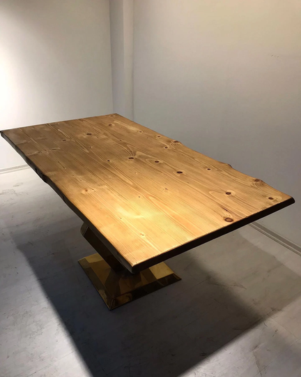 Custom Order Fir Wood White Table - Live Edge Slab Table- Dining Coffee Kitchen Office -Solid Wood-%100 Handmade