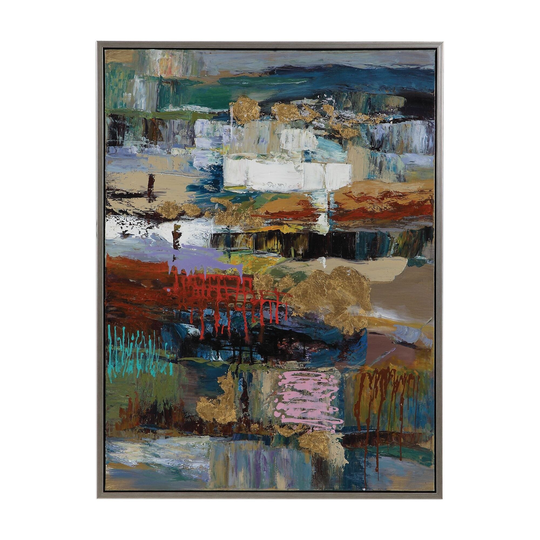 Uttermost Fiesta 37 1/4" Wide Abstract Bold Hand Painted Canvas - Multi-Colored