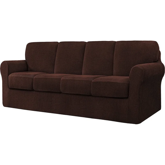 ChunYi Textured Grid Seperate Stretch 4-Seat Sofa Slipcover