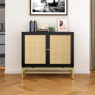 Kahdijah Rattan Sideboard Buffet Cabinet, Accent Storage Cabinet with 2 Door for Dining Room, Living Room