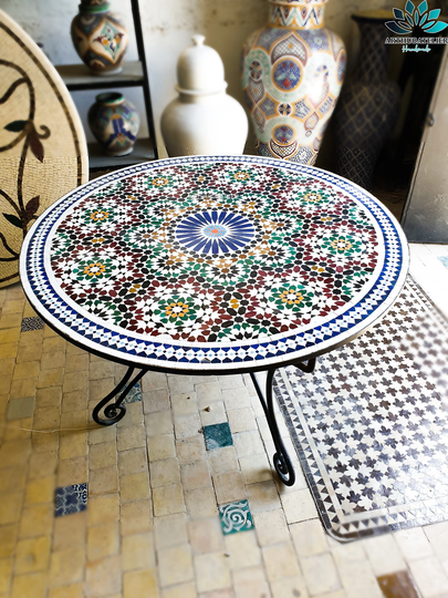 Table Round Made From Mosaic & Tiles 100% Handcrafted It For Outdoor Indoor, Mosaic Table Works Beach House Too