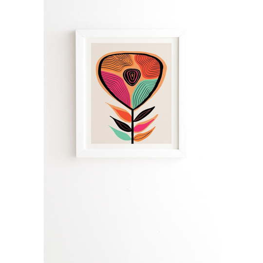 Deny Designs Mid-century Floral Framed Wall Art - Multi-Color