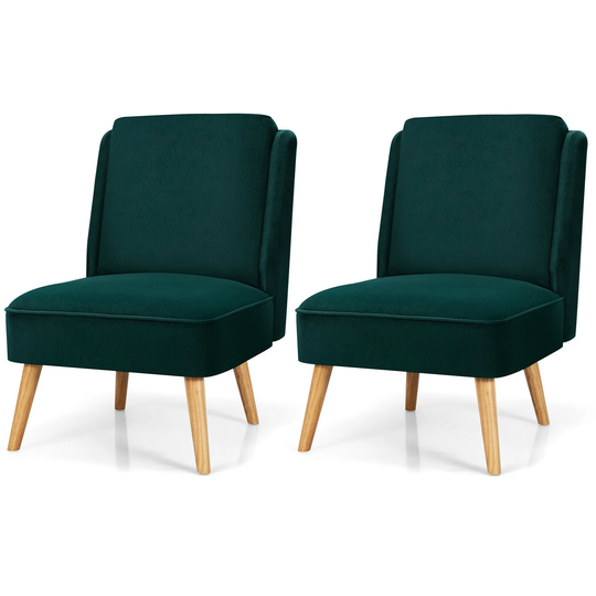 Gymax 2PCS Velvet Accent Chair Single Sofa Chair Leisure Chair with - 19'' x 23.5'' x 16''