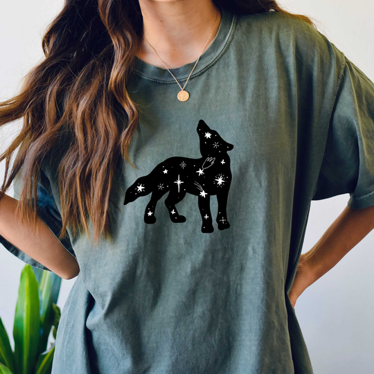 Comfort Colors Celestial Animals Shirt, Silver Fox Top, T-Shirt, Comfy Oversized Boho