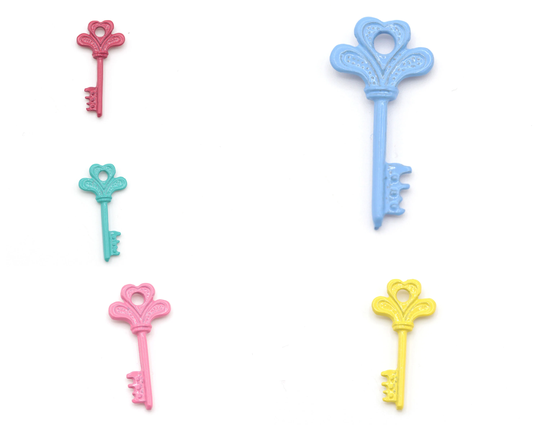 2 Pcs Colored Key Charms, Pendant, Necklace, Locksmith Jewelry, | 12x27mm Crld-14