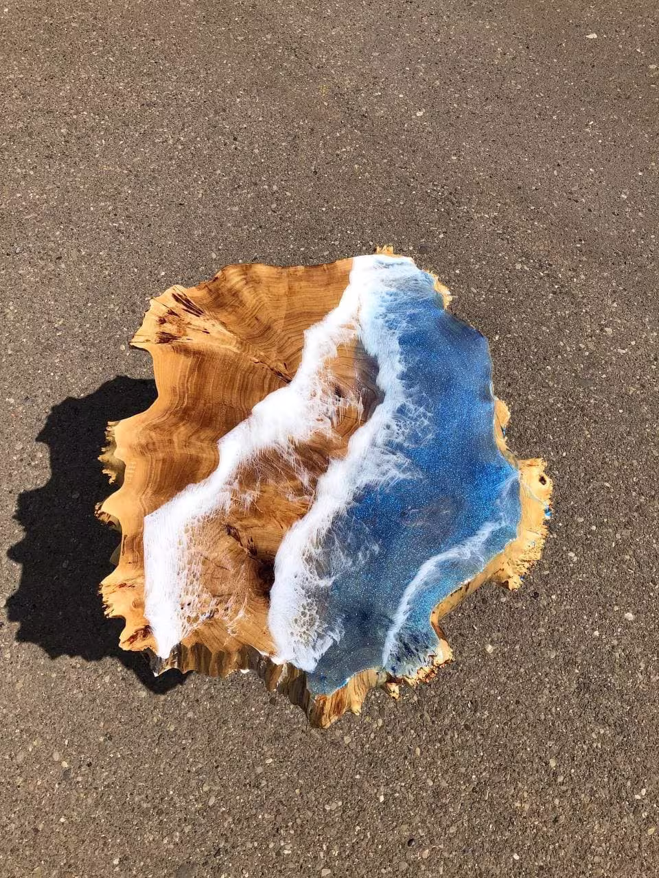 Epoxy Resin Table, Slab Single Beach Coffee Roun Custom Table