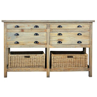 Adlyn 61" Wide 4 Drawer Mahogany Solid Wood Sideboard