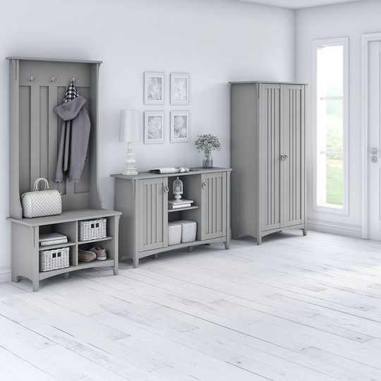 Salinas Entryway Storage Set with Hall Tree, Shoe Bench and Cabinets