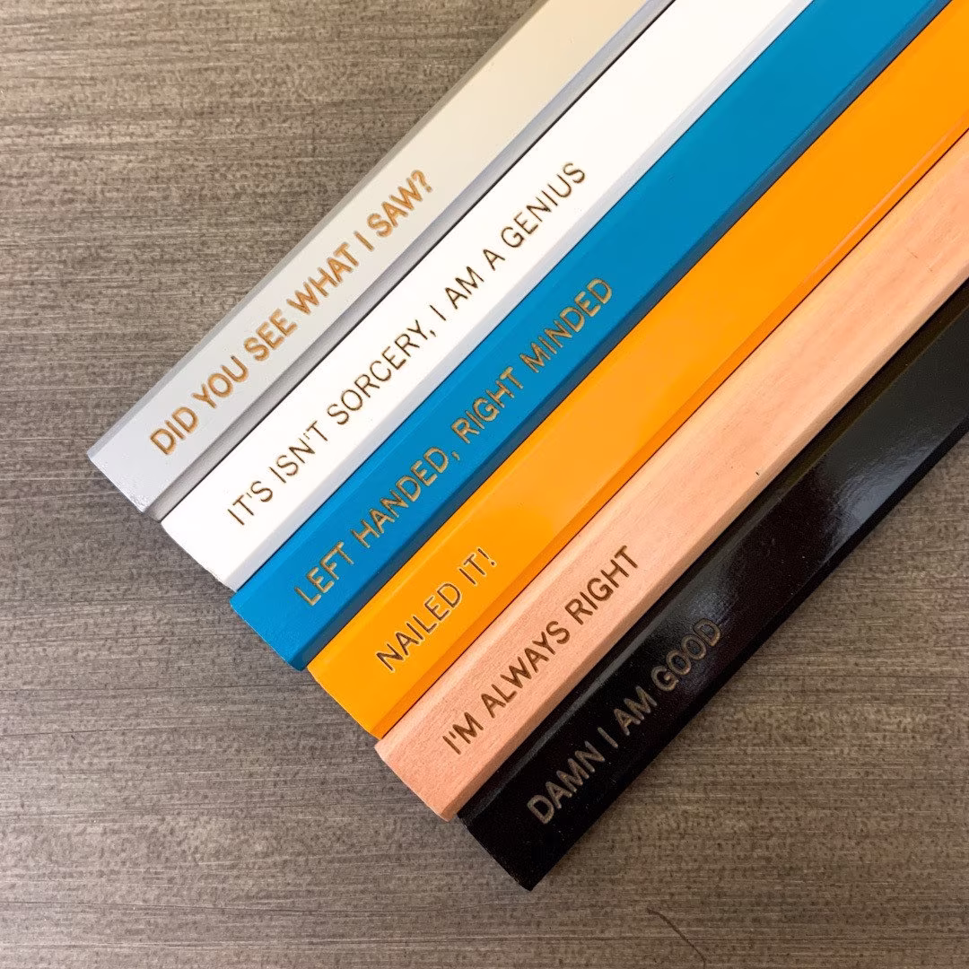 Custom Carpenter Pencils. Set Of 6 For 12. Gifts Under 15. Engraved Gifts Carpenters. Father's Day Gift. Groom Gift