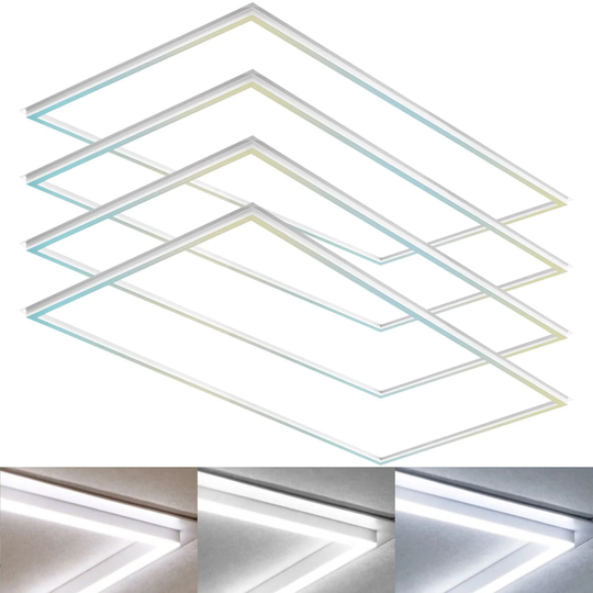 Luxrite 2x4 LED Panel Lights 3 Color Options 40W/50W/60W Switch Grid Drop Ceiling Lights 0-10V Dimmable 120-277V 4 Pack