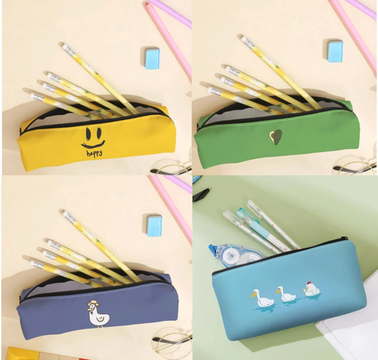 Seconds Funny Pencil Case Makeup Bag | Happy Duck With Hat Avocado Chicken