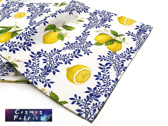 Lemon Flower Pattern Table Runner, 16''x 55'' | 40x140cm Floral Home Decor Digital Printed Polyester Fabrics Runner