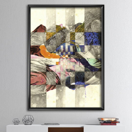 Designart 'Urban Couple Colorful Kiss' Modern & Contemporary Framed Art Print