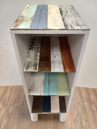 Handmade Rustic Side Table With Three Shelves. C