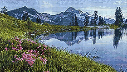 Mountain Lake Diamond Painting Set By Wizardi. Cs2717 Art Kit. Large Kit