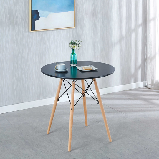 31.5"Black Table Mid-Century Dining Table For 2-4 People , Pedestal Dining Table, End Table Leisure Coffee Table
