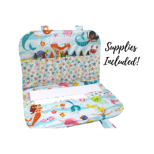 Mermaid Kids Travel Kit - Activity Craft Gift Crayon Holder Toy