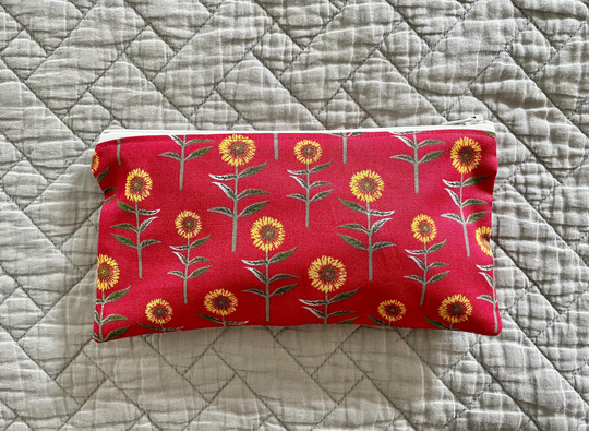 Sunflowers Midsize Zipper Pouch, Pencil Floral Gift, Thank You Makeup Accessory Bag