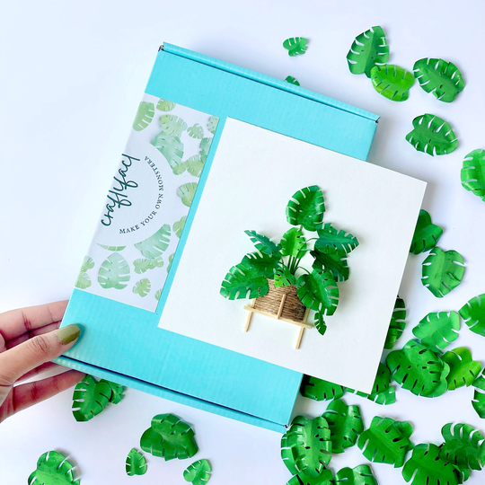 Paper Monstera Diy Kit, Craft Gift Kits, Letterbox Gifts, Mini Art Card Make Your Own