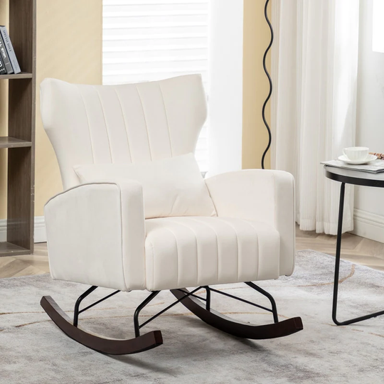 Velvet Rocking Chair Accent Chair with Solid Metal Legs