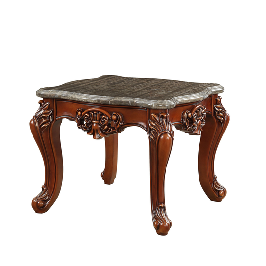 ACME Eustoma End Table, Marble & Walnut