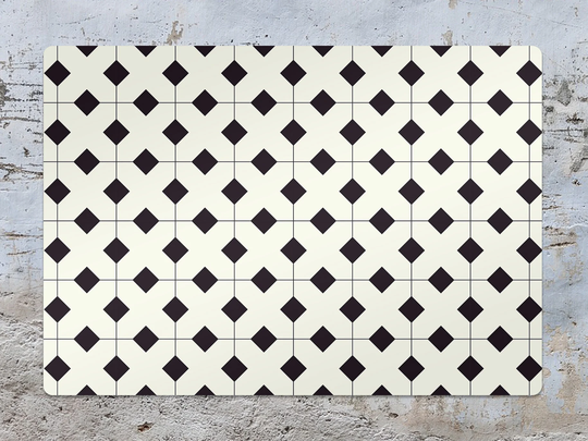 Geometric Chair Mat, Black Vinyl Floor White Protective Tiles Splat Office Decor, Room Rug, Kids Decor