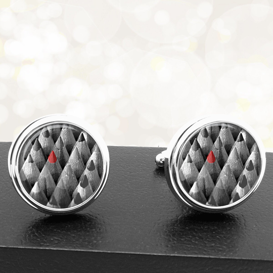 stand Out Pencil Lineup With One in Red Cufflinks Groomsmen Wedding Fathers Dads Men Teachers Graduation