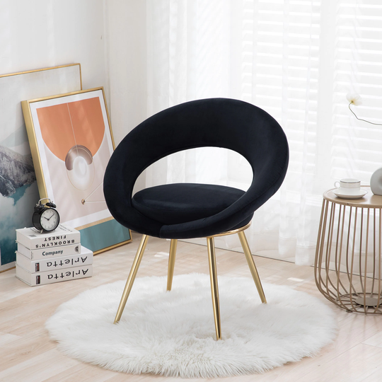Modern Velvet Accent Conversation Lounge Chair With Gold Plated Legs