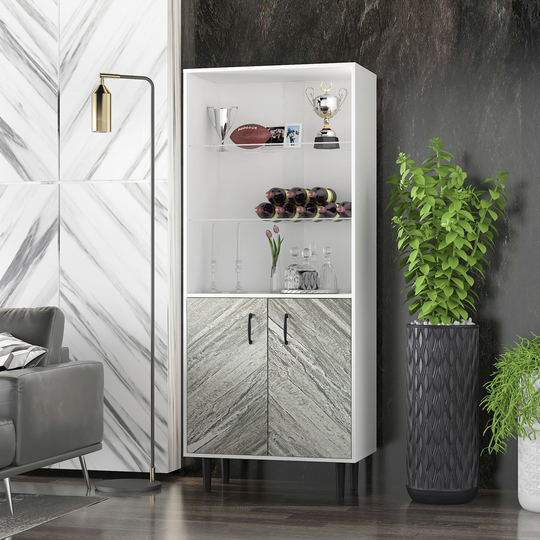 Cabinet with Door & Storage Shelf Sideboard Buffet, White