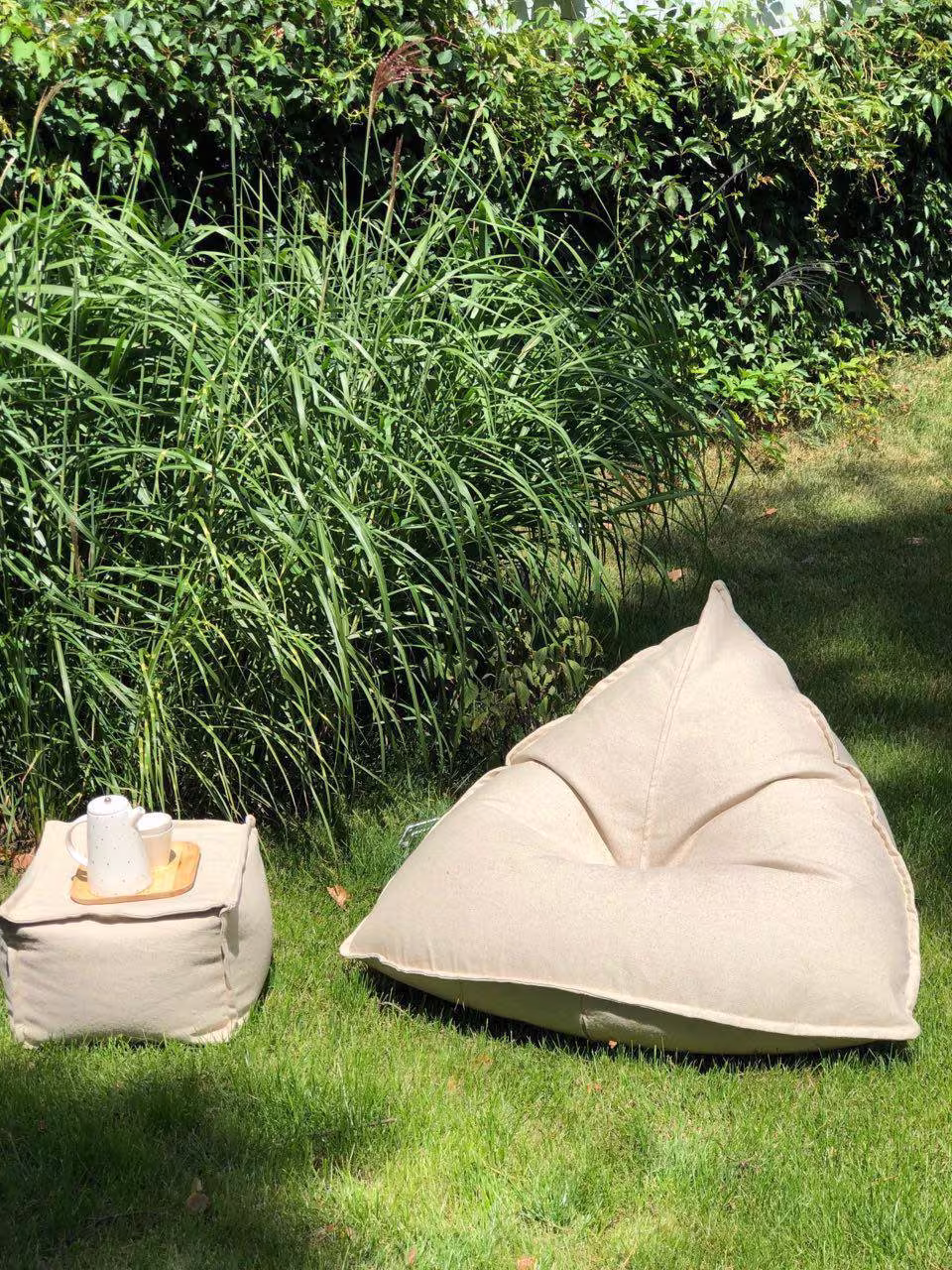 Bean Bag Chair, Linen Floor Cushion, Seat Lounge Pouf, Scandinavian Meditation Pillow