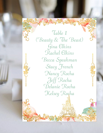 Fairy Tale Story Book Table Seating Cards | Princess Numbers Build Your Own Set #tn-324-20