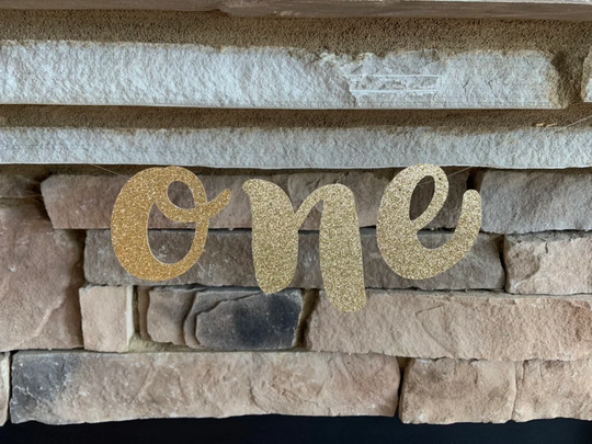 Gold High Chair Banner | One First Birthday Photo Shoot