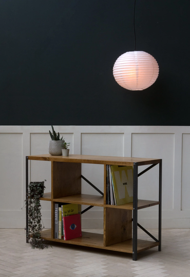Konk ‖ Industrial "Box' Shelving Bespoke Sizes Available Oak & Steel Sideboard With Shelves, Modern Short Bookcase