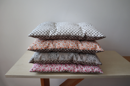 Set Of 4 Assorted Chair Cushions, Tufted Pads, Rustic Kitchen Seat Cushion, Cushion For Dine Stool, Provance Pillow Set, Polka Dot