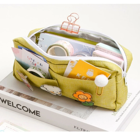 1Pc New Pencil Case + Badge, Storage Case, Stationery Bag, Box, Cute Random Badge Case, Party Favors, Student Gift