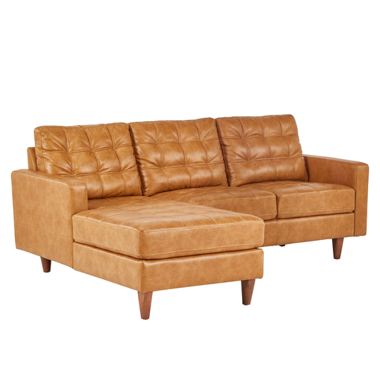 Odin Caramel Leather Gel Sofa Sectional with Chaise by iNSPIRE Q Modern