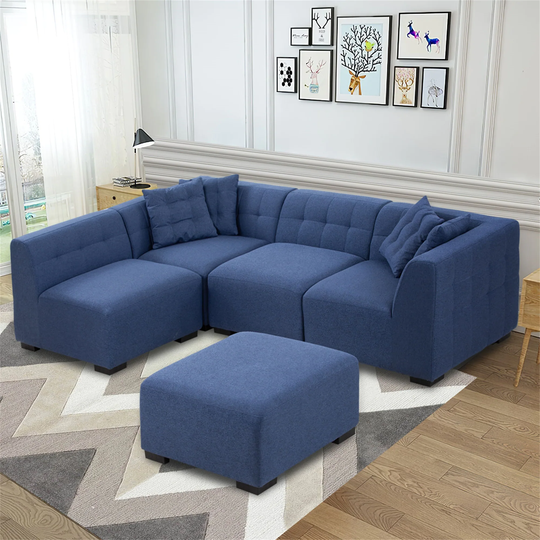 Sectional Sofa with Removable Ottoman Green