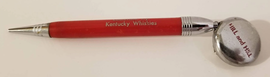 Vintage Hill & Kentucky Whiskey Advertising Retractable Pencil Pin