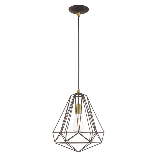 Livex Lighting Modern Geometric Shade 1-light Mini Pendant - 12.25"Dia. x 18"-80"Adj. H