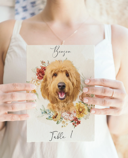 Spring | Table Numbers, With Your Pet Illustration, Rust Wedding, Spring Wedding Decor, Decor